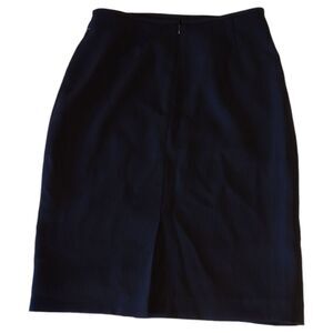 Kasper navy blue pinstripe knee length silky satin lined skirt women's size 6P
